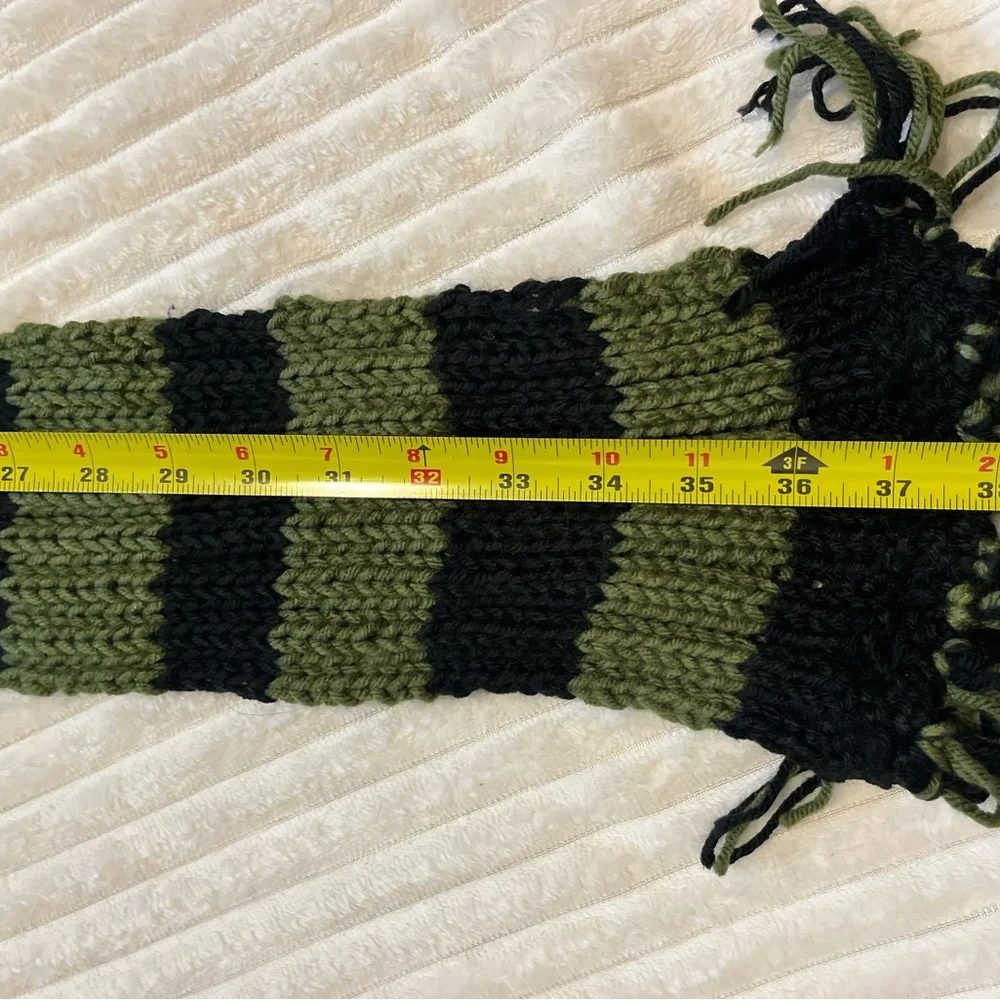 Striped Green and Black Kids Scarf,,H37